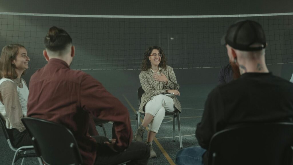 patient in group therapy at rehab